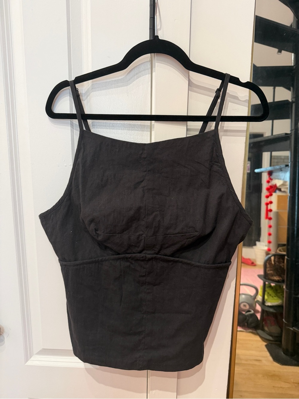 Free People Black Square-Neck Camisole with Adjustable Straps